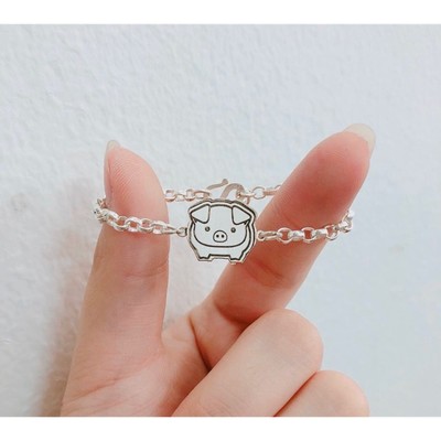 Lắc tay bạc cho bé gắn hình 12 con giáp ( hình cắt laser tùy chọn) bạc đep TLEE JEWELRY LT0144