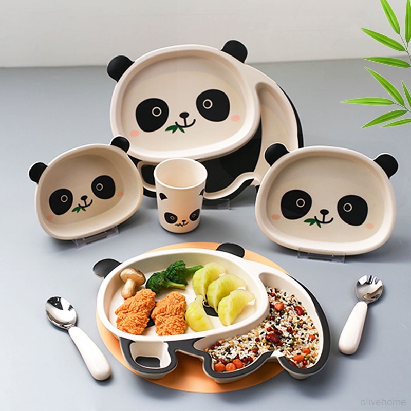 Bát Ăn Bằng Sợi Tre Hình Gấu Trúc Sáng Tạo Cho Trẻ Em
