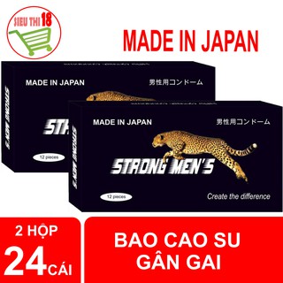 Combo 2 hộp bao cao su gân gai Strongmen, hộp 12 cái