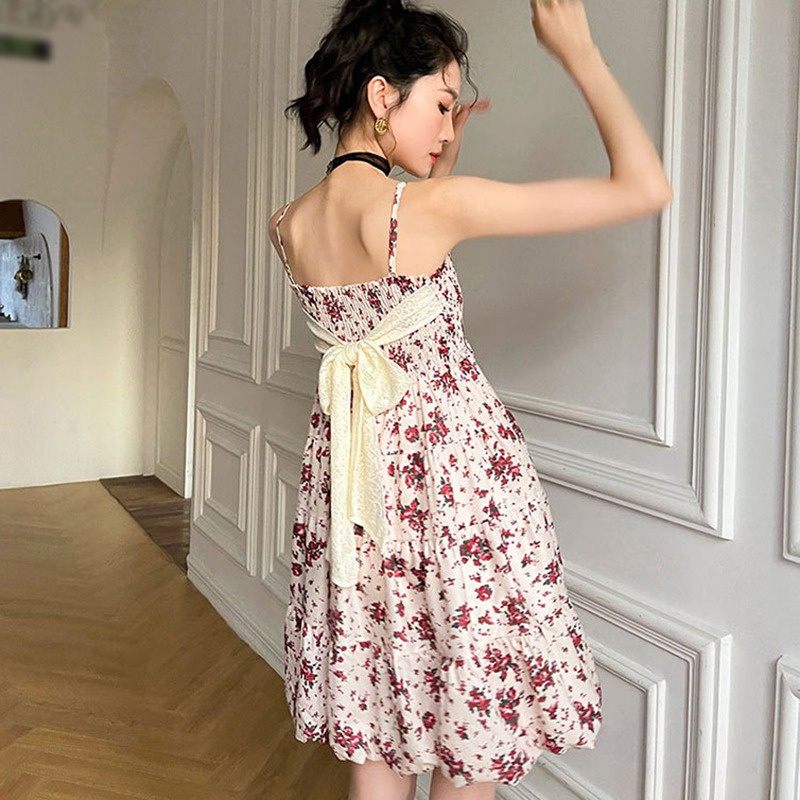 Đầm Hai Dây Họa Tiết Hoa Thời Trang Hàn Quốc Sành Điệu Cho Nữ