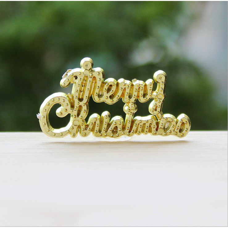 Miếng Merry Christmas dùng tramg trí cây thông Noel, tiểu cảnh giáng sinh