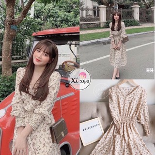 Váy đầm hoa nhí vintage dáng dài phong cách ulzzang xixeoshop - V15