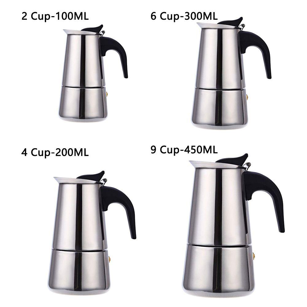 Ấm Pha Cà Phê Espresso Bằng Thép Không Gỉ 2 / 4 / 6 / 9
