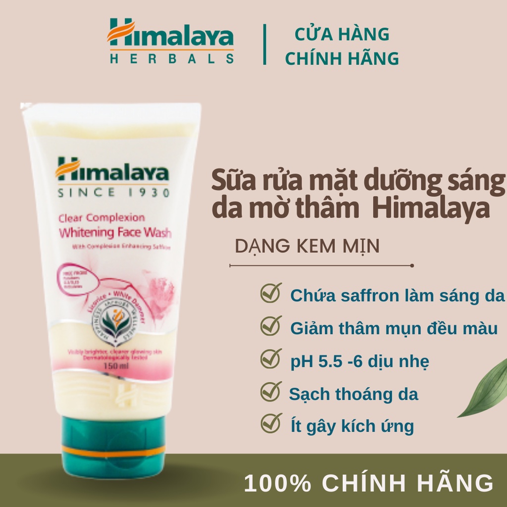 Sữa rửa mặt trắng da nhụy hoa nghệ tây Himalaya Clear Complexion Whitening Face Wash 150ml