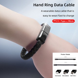 Cáp sạc nhanh dạng vòng tay bện dây da hợp thời trang cho iphone ipad / android micro usb / huawei type c