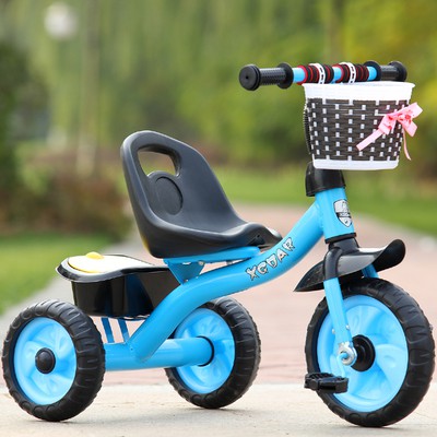 Xe đạp ba bánh trẻ em 1-3-5-2-6 xe đẩy năm tuổi nam nữ có cán xoay +đêm+ giỏ hàng