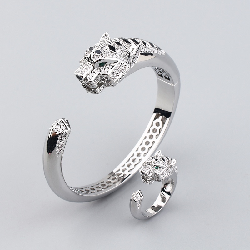 Vòng Tay Mạ Bạc 18K Họa Tiết Da Báo Thời Trang Cho Nam Và Nữ