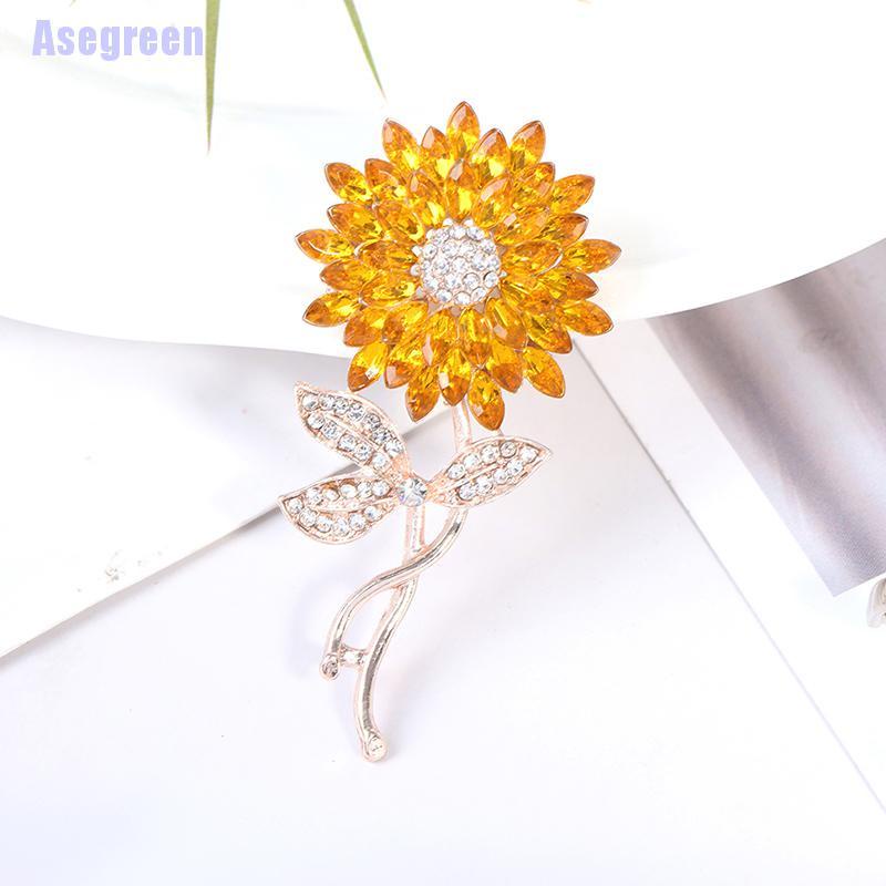 Ghim cài áo hình hoa hướng dương đính đá thời trang