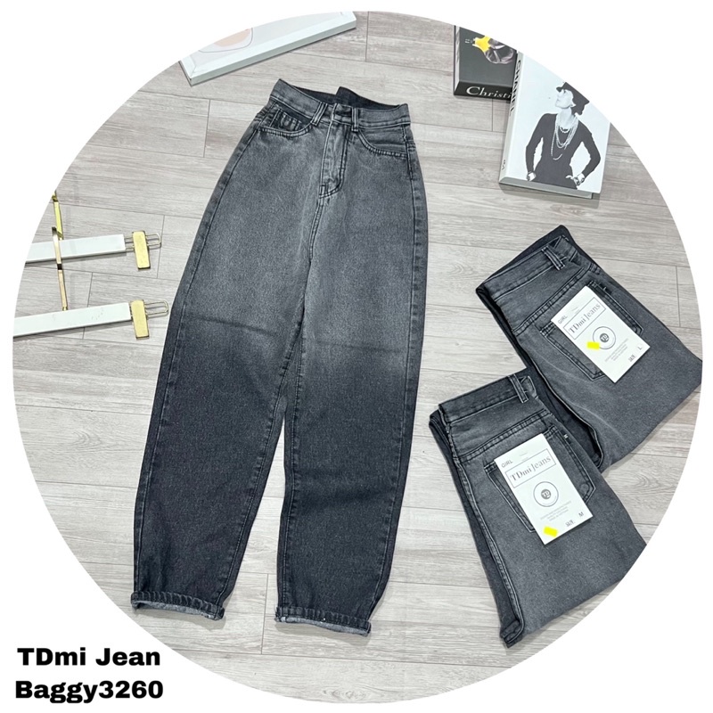 Quần baggy jeans trơn lưng cao loan màu👉