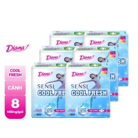 Băng vệ sinh Diana SenSi Cool Fresh siêu mỏng cánh gói 8 miếng