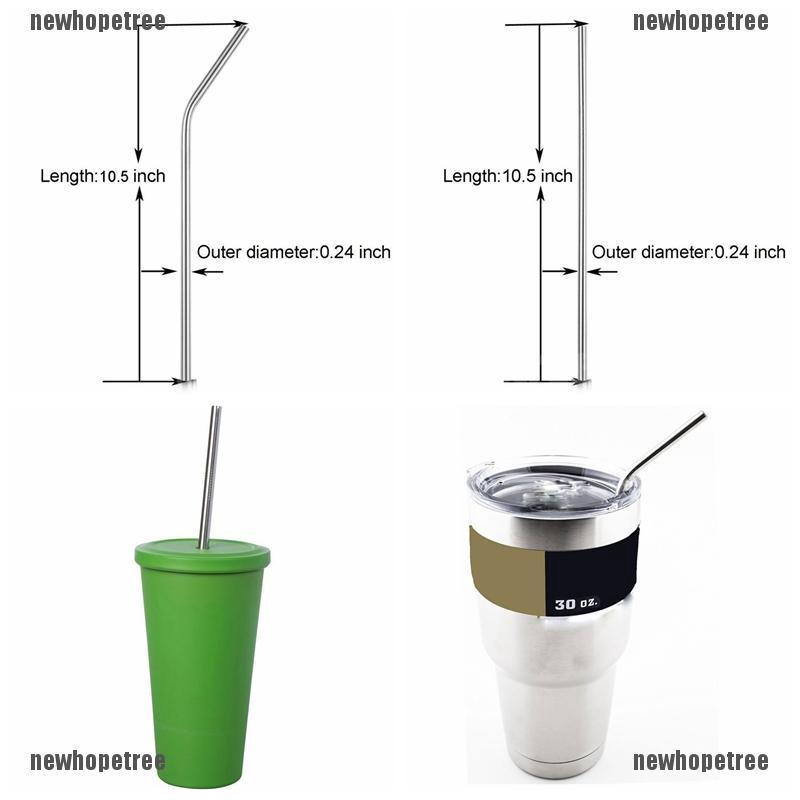 Bộ 3 Ống Hút Thẳng + 2 Ống Hút Cong + 2 Ống Hút Bằng Thép Không Gỉ Làm Sạch