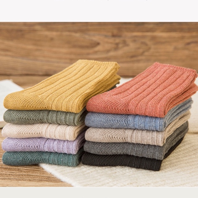 Tất Vớ Cao Cổ Len Gân Phong Cách Vintage Hàn quốc Nhiều Màu Hàng Quảng Châu Cao Cấp Chất Liệu Cotton Mềm Mịn Mơ House