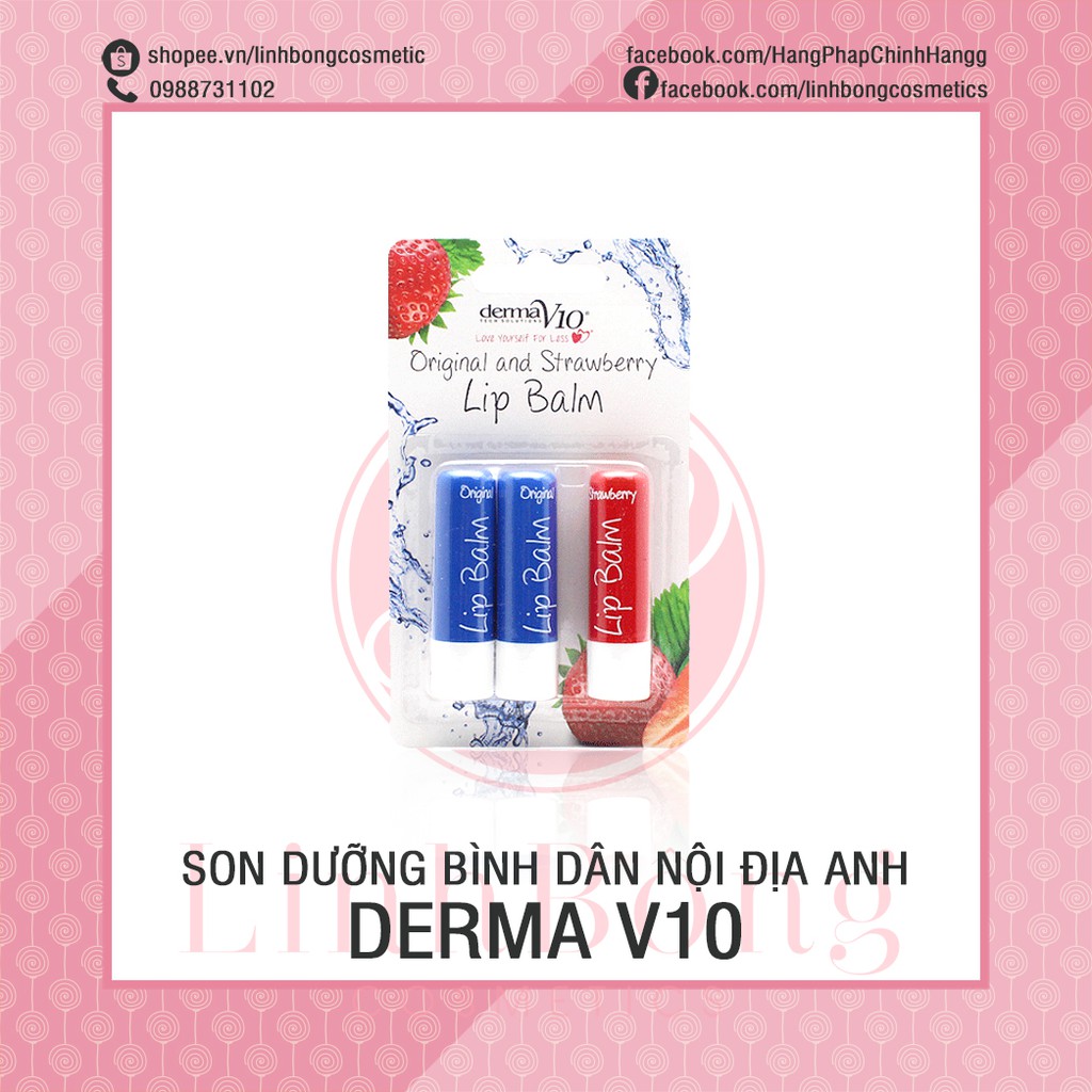 SON DƯỠNG DERMA V10 ORIGINAL AND STRAWBERRY  LIP BALM