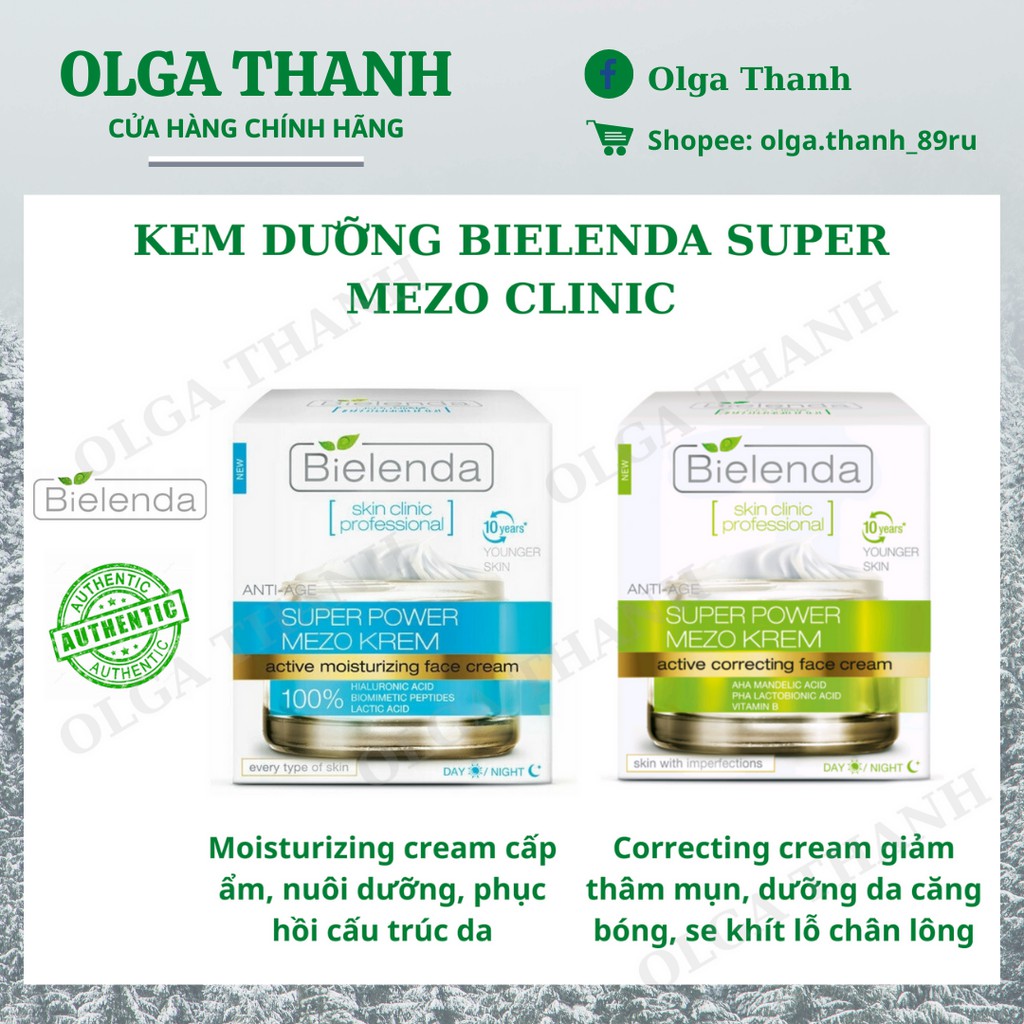 Kem dưỡng Bielenda Super Mezo Clinic sáng da, dưỡng ẩm, phục hồi