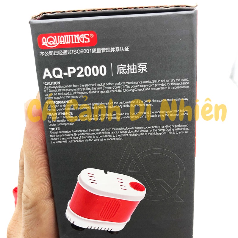 Máy bơm hút đáy AQUAWINGS AQ-P2000 35W bơm chìm hút cặn 360 độ hồ cá AQP2000