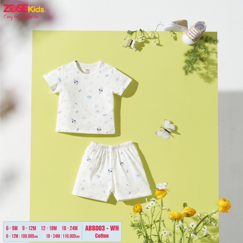 Bộ cộc tay cài vai bé trai/gái Zose Kids (Sz 9-24m)