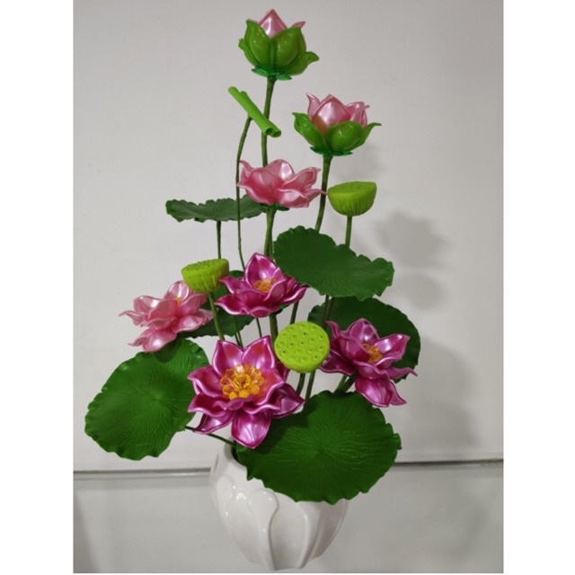 Chậu hoa sen 7 bông cao 53cm