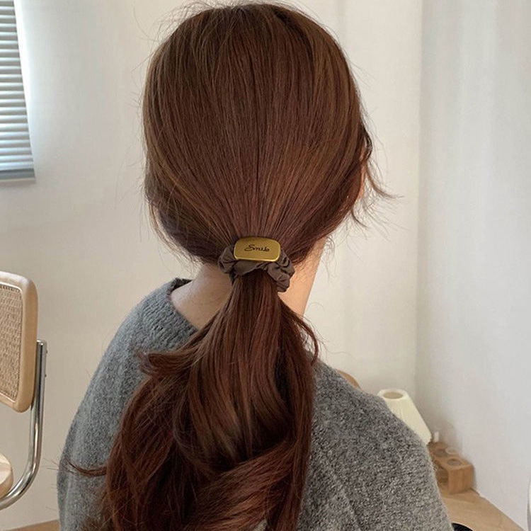 Dây Buộc Tóc Dây Cột Tóc Hàn Quốc Với Mặt Dây Chuyền Trang Trí Kim Loại Phụ Kiện Thời Trang Cho Nữ AB079