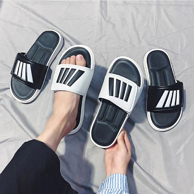 Dép nam nữ unisex, quai dán ngang nam nữ 4 sọc siêu đẹp đế siêu nhẹ và êm chân