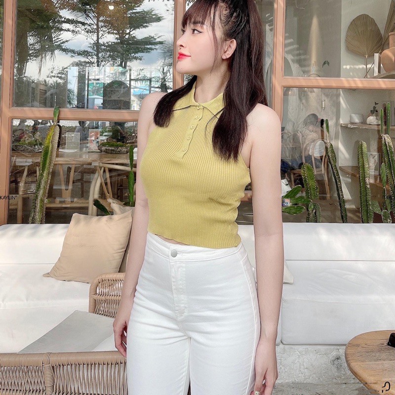 Áo len Croptop Cổ Bẻ Polo Miss Sumey Chuẩn Xịn Loại 1