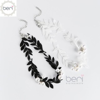 Dây chuyền choker ren chiếc lá BERI (Đen) - DC005