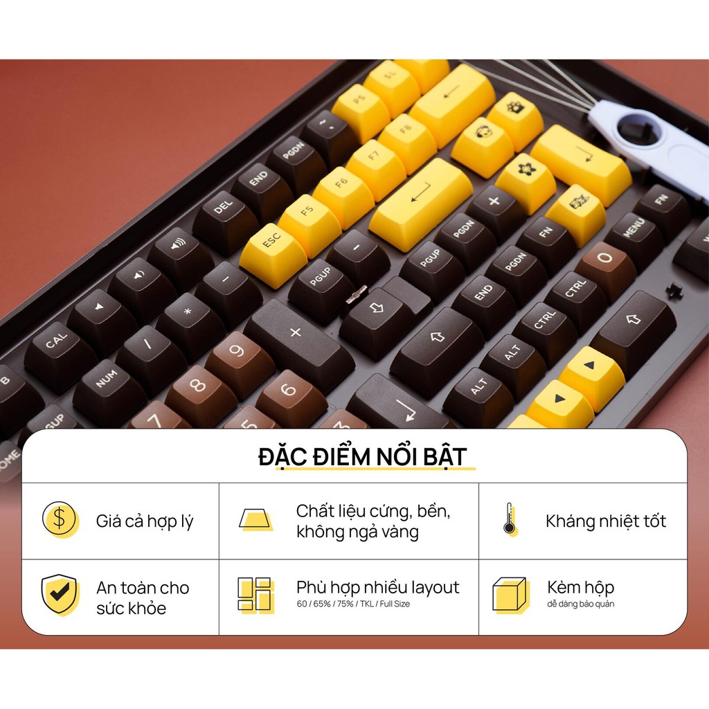 [Mã 33ELSALE hoàn 7% xu đơn 300k] Bộ Keycap AKKO Chocolate (PBT Double-Shot/ASA profile/178 nút)