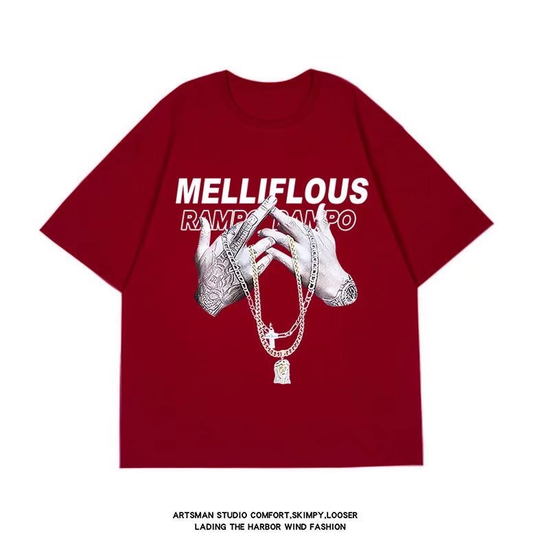 Áo Thun Tay Ngắn Dáng Rộng Họa Tiết In Phong Cách Hip Hop Thời Trang Mùa Hè Size M-8XL