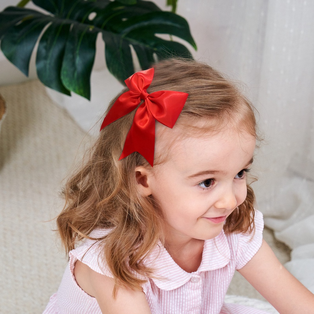 Set 2 kẹp tóc nơ KIDSBOWS màu trơn đơn giản thời trang xinh xắn cho bé gái