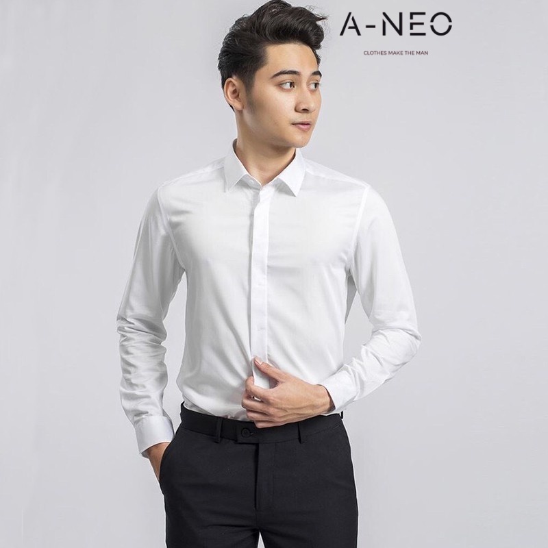 Áo Sơ Mi Nam Giấu Cúc Dài Tay Gấp Hộp, Áo Sơ Mi Nam Hàn Quốc Vải Lụa Mềm Mịn Cao Cấp VNXK | BigBuy360 - bigbuy360.vn