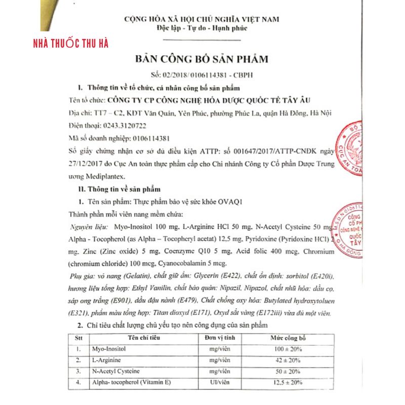 OvaQ1 - giải pháp giảm vô sinh ở nữ giới - Phân phối chính hãng Hộp 30 viên