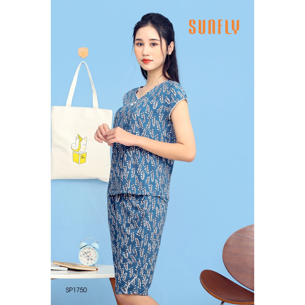 Bộ đồ lanh mặc nhà SUNFLY xuân hè SP1750