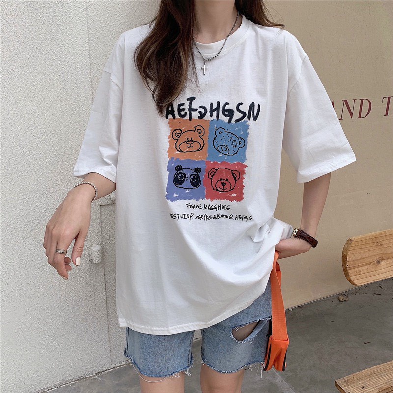 Áo Thun AD Nam Nữ Tay Lỡ Form Rộng In Hình Thú Cartoon Ulzzang ATV15