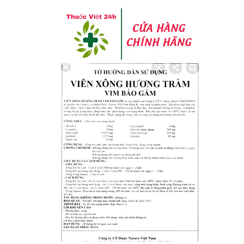 Viên Xông Hương Tràm Vim Báo Gấm - Thuocviet24h