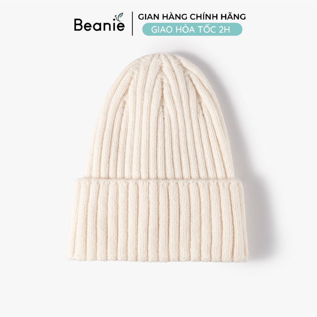 Mũ Len Trơn Dài BEANIE Thời Trang Hàn Quốc, Nón Len Unisex Nam Nữ Chùm Qua Tai Mùa Đông Nhiều Màu Đen, Be, Trắng B008