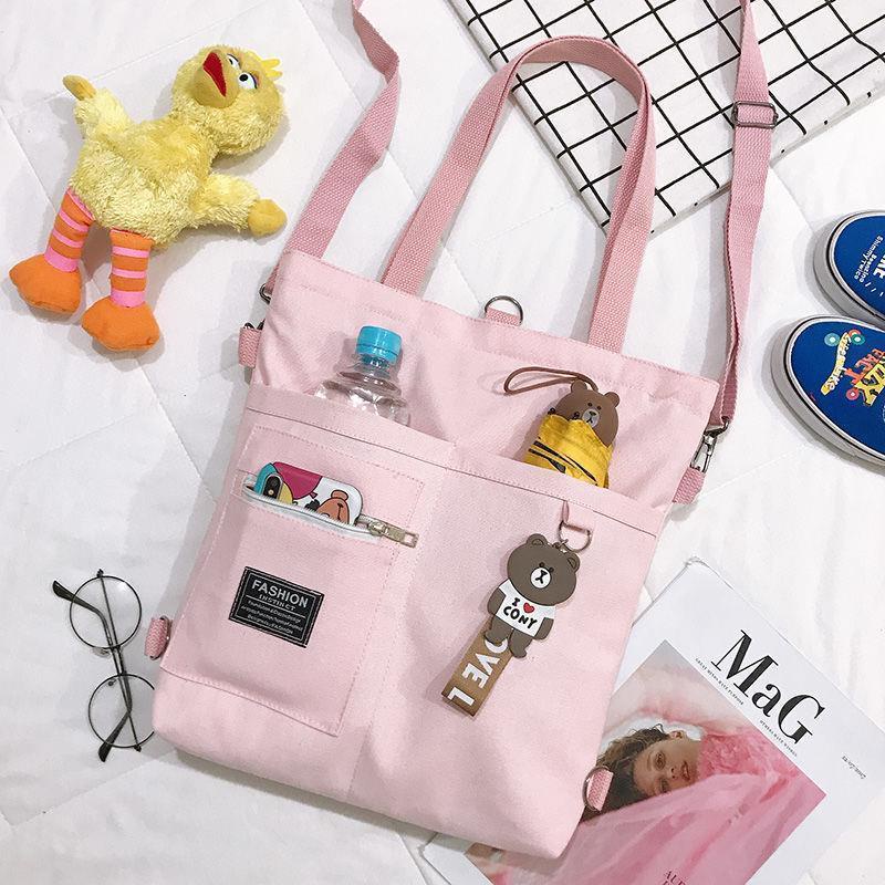 Túi Đeo Chéo Canvas Cỡ Lớn Đa Năng Phong Cách Hàn Quốc Mới Cho Nữ