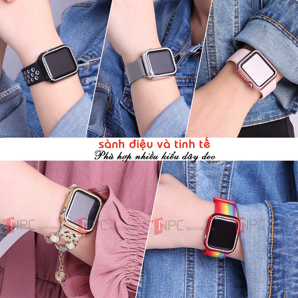 Ốp Bảo Vệ Đồng Hồ iWatch Đính Đá Sang Trọng dành cho Series 7 kích thước 41mm 45mm Chống Trầy Xước Va Đập