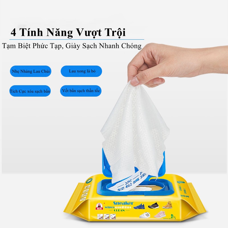 Khăn Giấy Lau Giày Siêu Sạch SNEAKER HỘP 30 Miếng Tiện Dụng Vệ sinh sạch sẽ