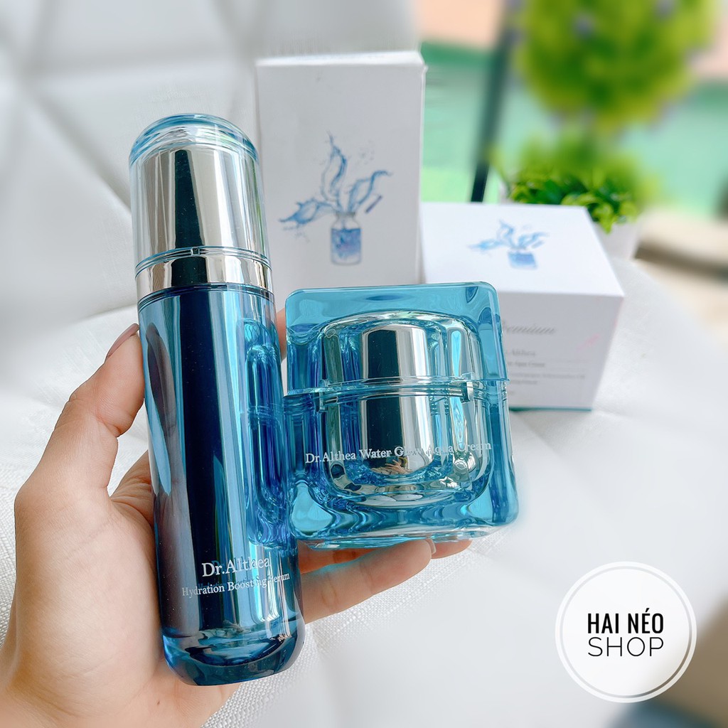 Bộ dưỡng cấp ẩm cấp nước chuyên sâu cho da căng bóng, hồng hào Dr Althea Hydra Boosting Serum &amp; Water Glow Aqua Cream