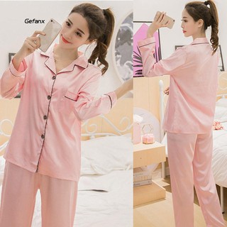 Set đồ pijama lụa màu trơn thời trang cho nữ