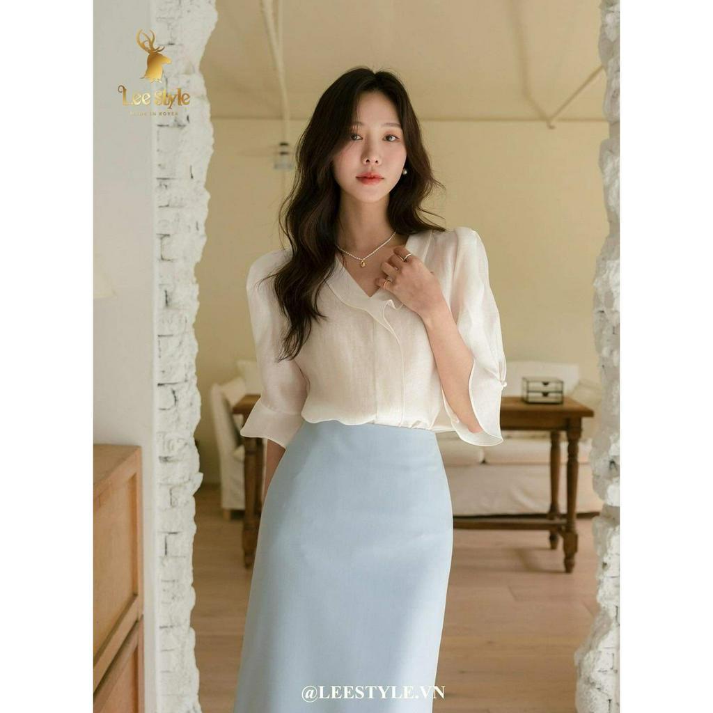 Áo voan tay lỡ có bèo công sở cho nàng 90kg bigsize  NQ523