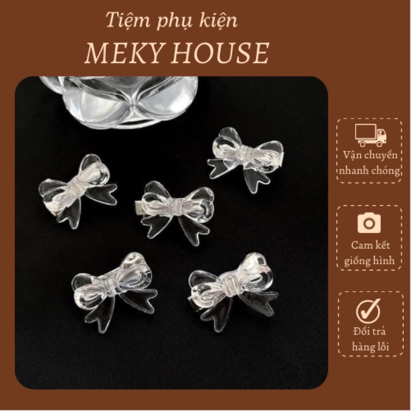 (hình thật cuối) kẹp tóc nữ hình nơ chất liệu nhựa trong suốt nhỏ nhắn xinh xắn (1 chiếc)
