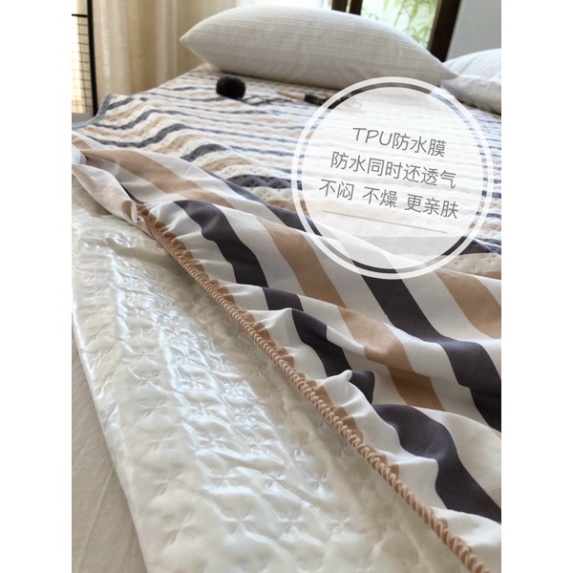 Ga Chống Thấm Trần Bông Xơ Đậu Nành Muji, ga giường Chống Thấm Nước Vượt Trội 100%, Sử Dụng 4 Mùa
