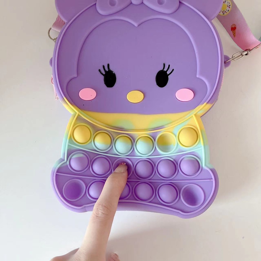 Pop It Đồ Chơi Fidget Spinner Hello Kitty Túi Đeo Chéo BằNg Silicon GiảM Stress Cho Nữ Và Trẻ Em