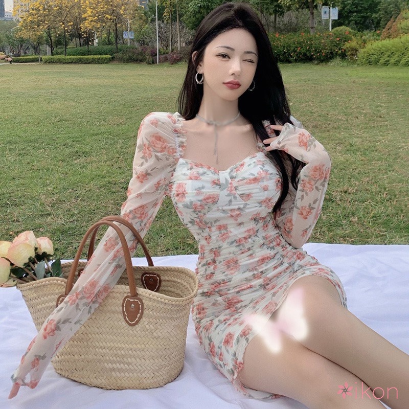 Đầm Trễ Vai Cổ Vuông Form Ôm Phong Cách Ngọt Ngào