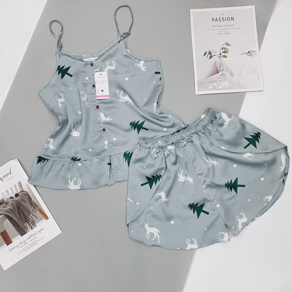 Đồ Ngủ Lụa Tằm Thái Cao Cấp Bộ Hai Dây Pijama Boody BP01