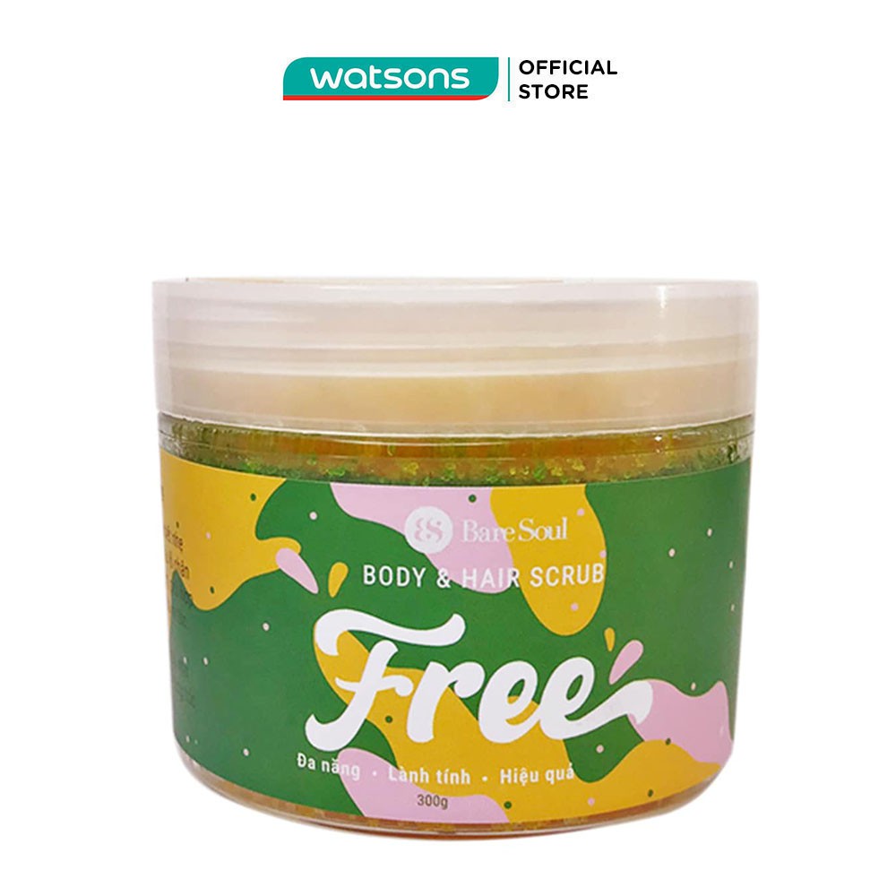 Muối Tắm Gội BareSoul Free Body &amp; Hair Scrub Tẩy Tế Bào Da Đa Năng Cho Tóc Và Cơ Thể 300g