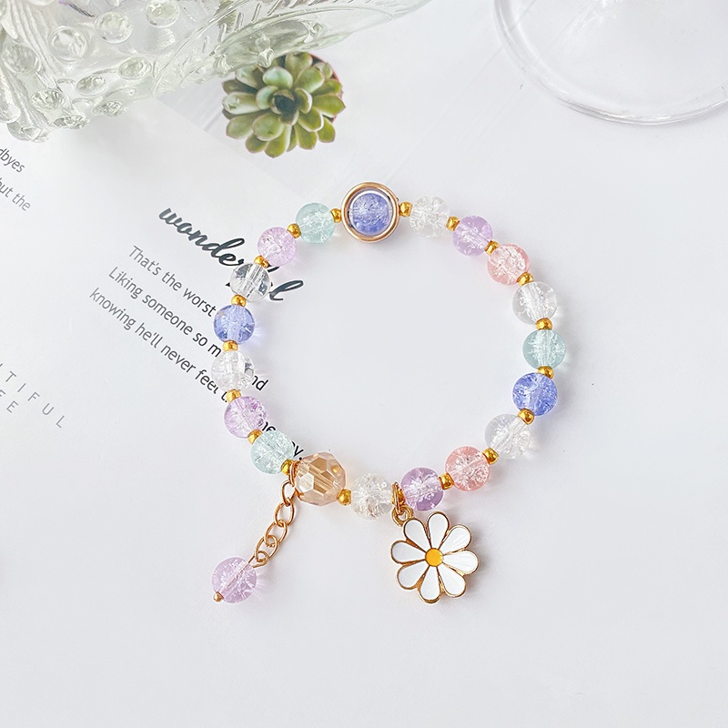 Vòng đeo tay chuỗi hạt pha lê nhân tạo nhiều màu sắc tùy chọn phong cách Hàn Quốc thời trang