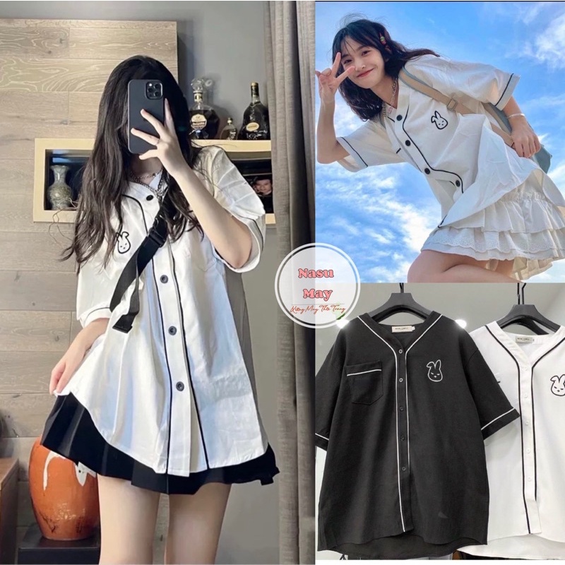 Áo sơ mi viền thỏ đi học xinh xắn