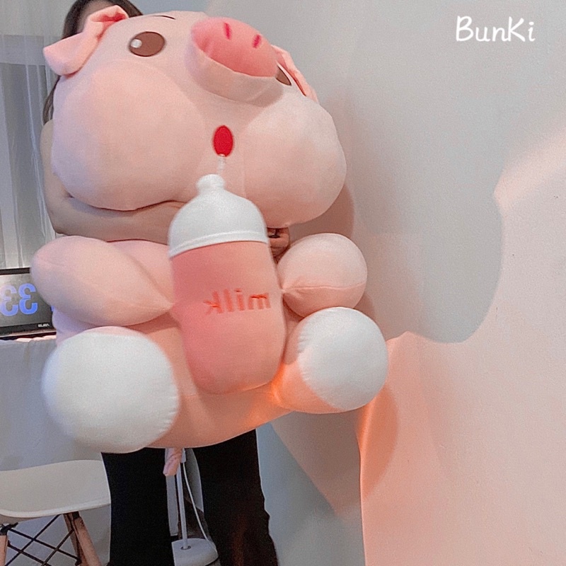 GẤU BÔNG HEO BÔNG ÔM TRÀ SỮA 1M CAO CẤP BUNKI