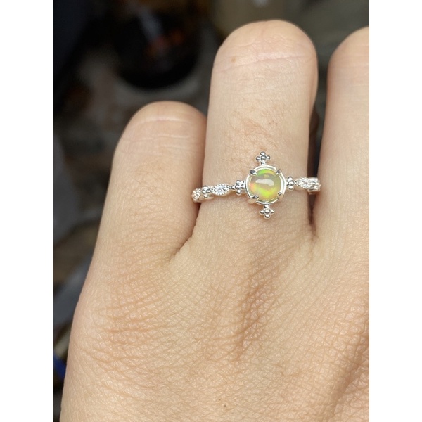 Nhẫn bạc 950 đá o.pal